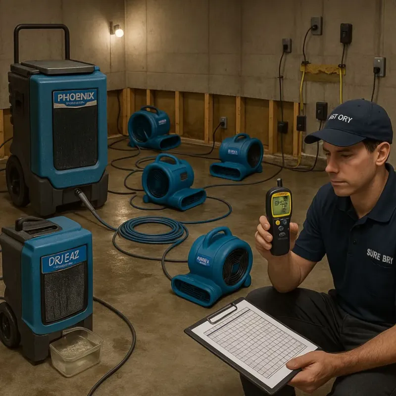 Structural Drying and Dehumidification process in Florin, CA